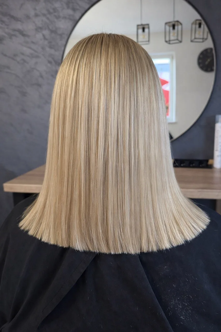 Gładkie blond włosy do ramion